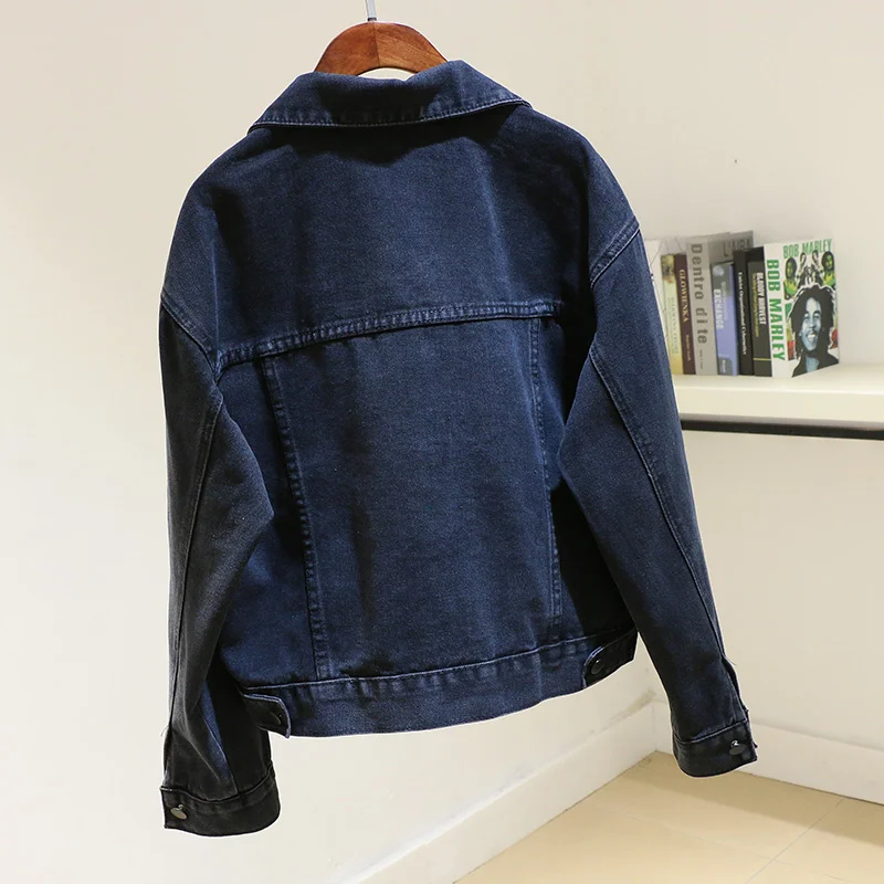 

Fashion Spring Black Bat sleeve Short Denim Jacket Coat Women Loose Student Outerwear Chaqueta Mujer Casual Jeans Jackets Female