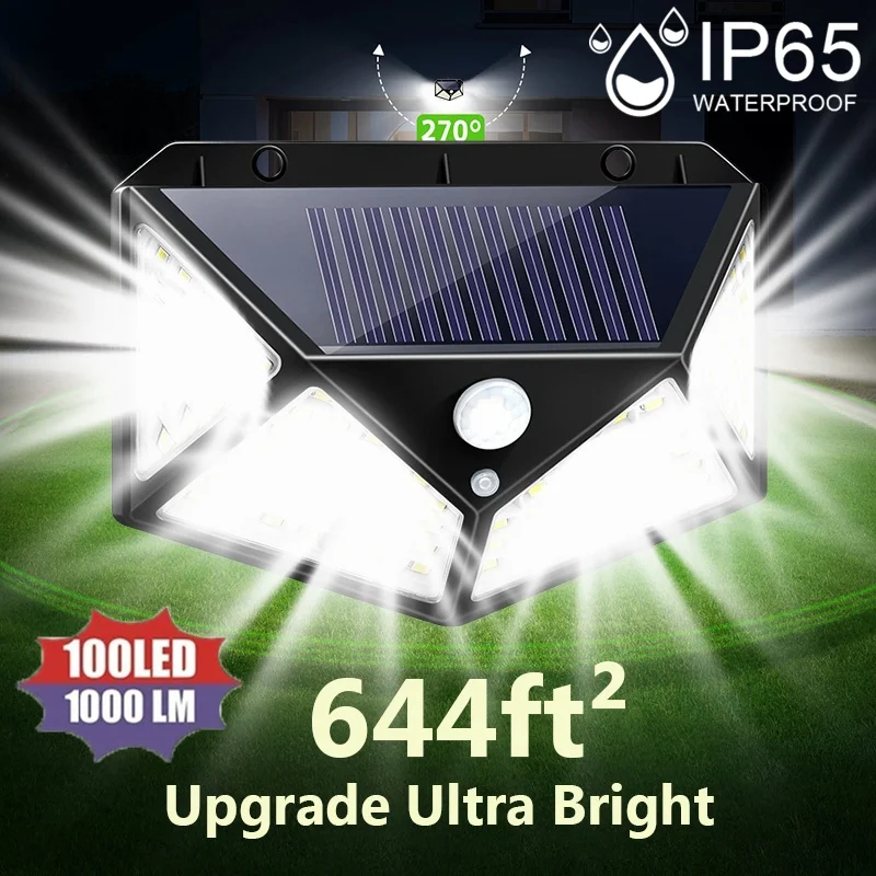 

Outdoor LED Solar Wall Lights Street Waterproof PIR Motion Sensor 270° Wide Angel Security Solar Lighting for Garden Patio Yard