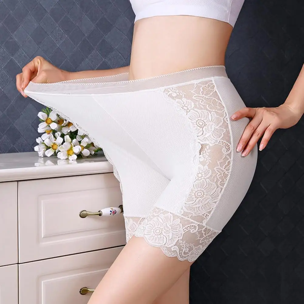 

Women's Stretch Shorts Briefs Pants Stretchy See-through Mesh Patchwork High Waist Tummy Control Safty Shorts Female Clothes