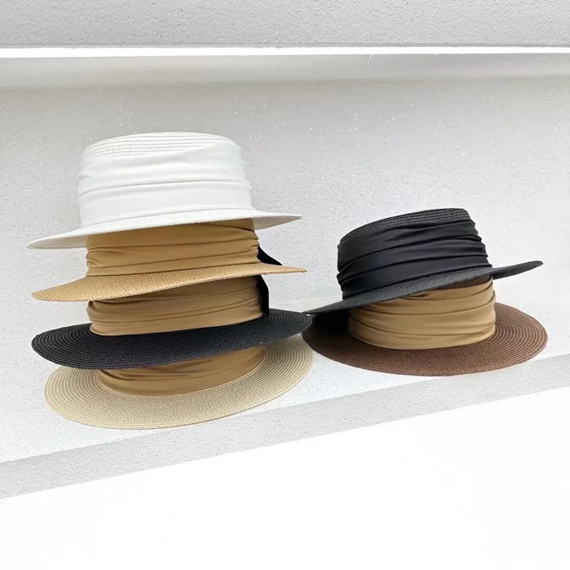 

Classic Grass Women's Flat Top High-Grade Satin Decorative Sun Hat Summer Vacation Versatile Small Gift Sun Hat