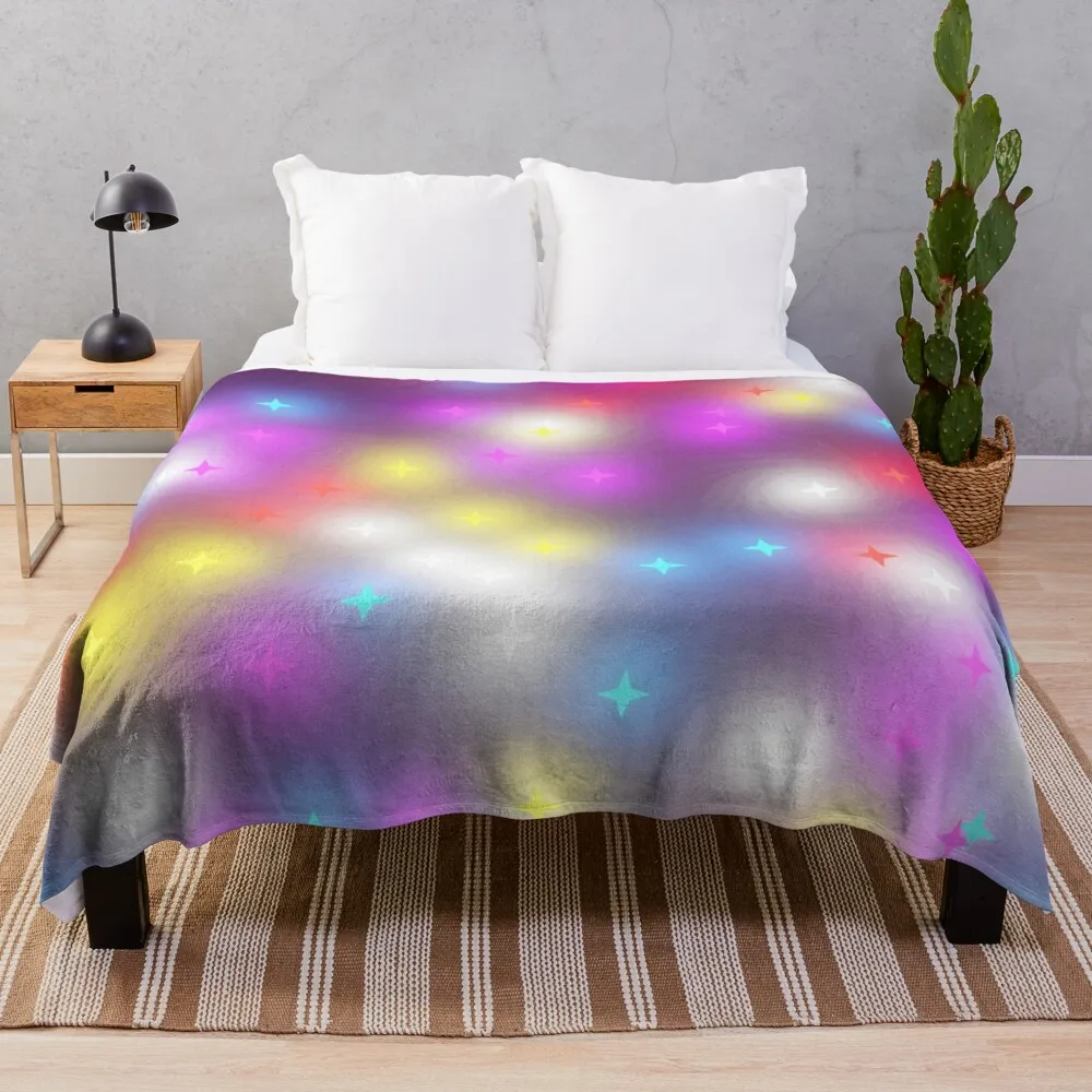 Glow Star Flannel Throw Blanket Yellow Pattern Blanket King Queen Size Lightweight Super Soft for Kids Teens Light Star Galaxy