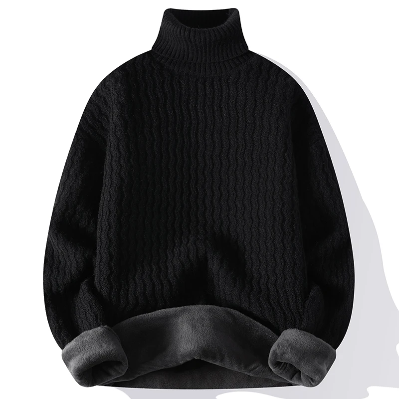 Winter Men's Turtleneck Sweaters Cotton Slim Knitted Pullovers Men Solid Color Casual Fashion Sweaters Male Autumn Warm Knitwear
