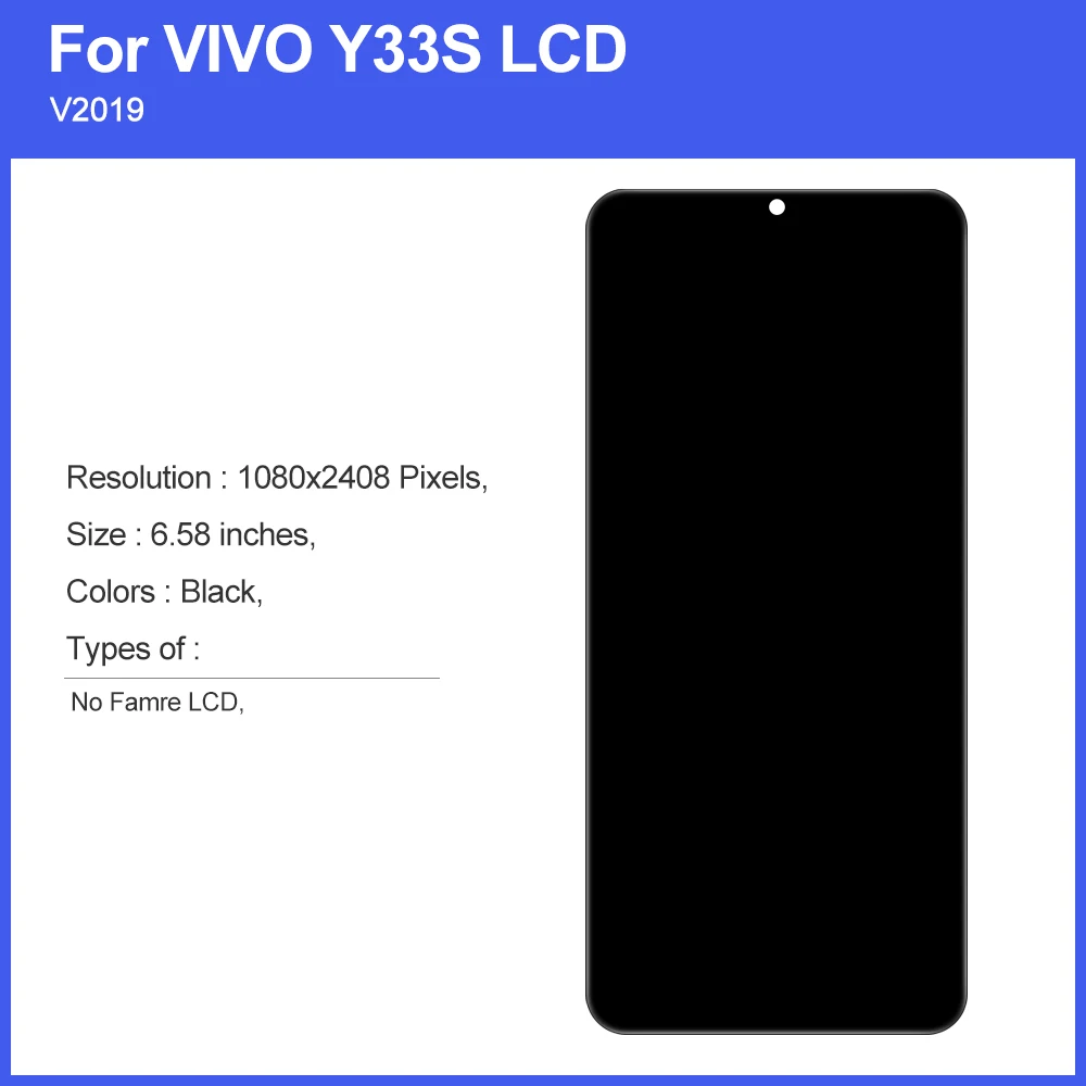 6 58 &quotAMOLED для pantalla VIVO Y33S ЖК-дисплей с рамкой сенсорный экран V2109 ЖК-экраны
