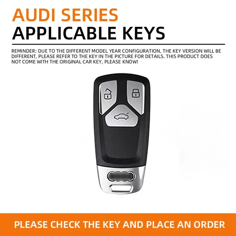 Фото Подходит для Audi A4L sports 2017 2019 2021 2022, Кожаный Модный чехол для автомобильного ключа из цинкового сплава с пользовательским логотипом №2