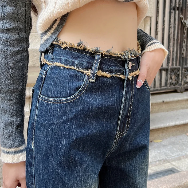 Streetwear Straight Leg Jeans Woman High Waist Y2k Women's Pants Korean Fashion Female Clothing Newjeans Denim Baggy Vintage