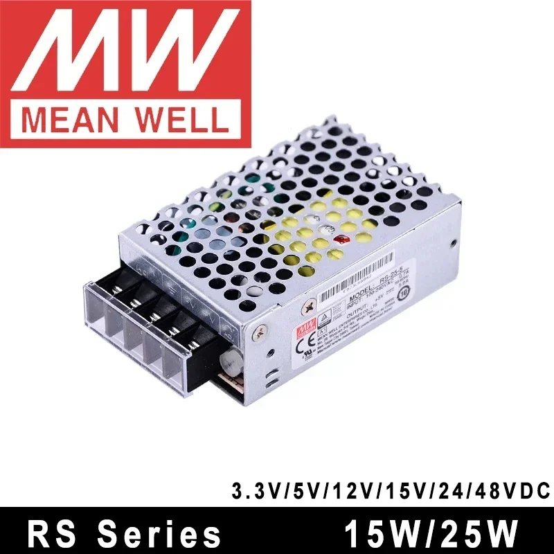 Mean Well RS-15 RS-25 LRS-35 50 75 100 150 200 350 450 600 Вт 5 В 12 15 24 36 48 Импульсный источник питания с