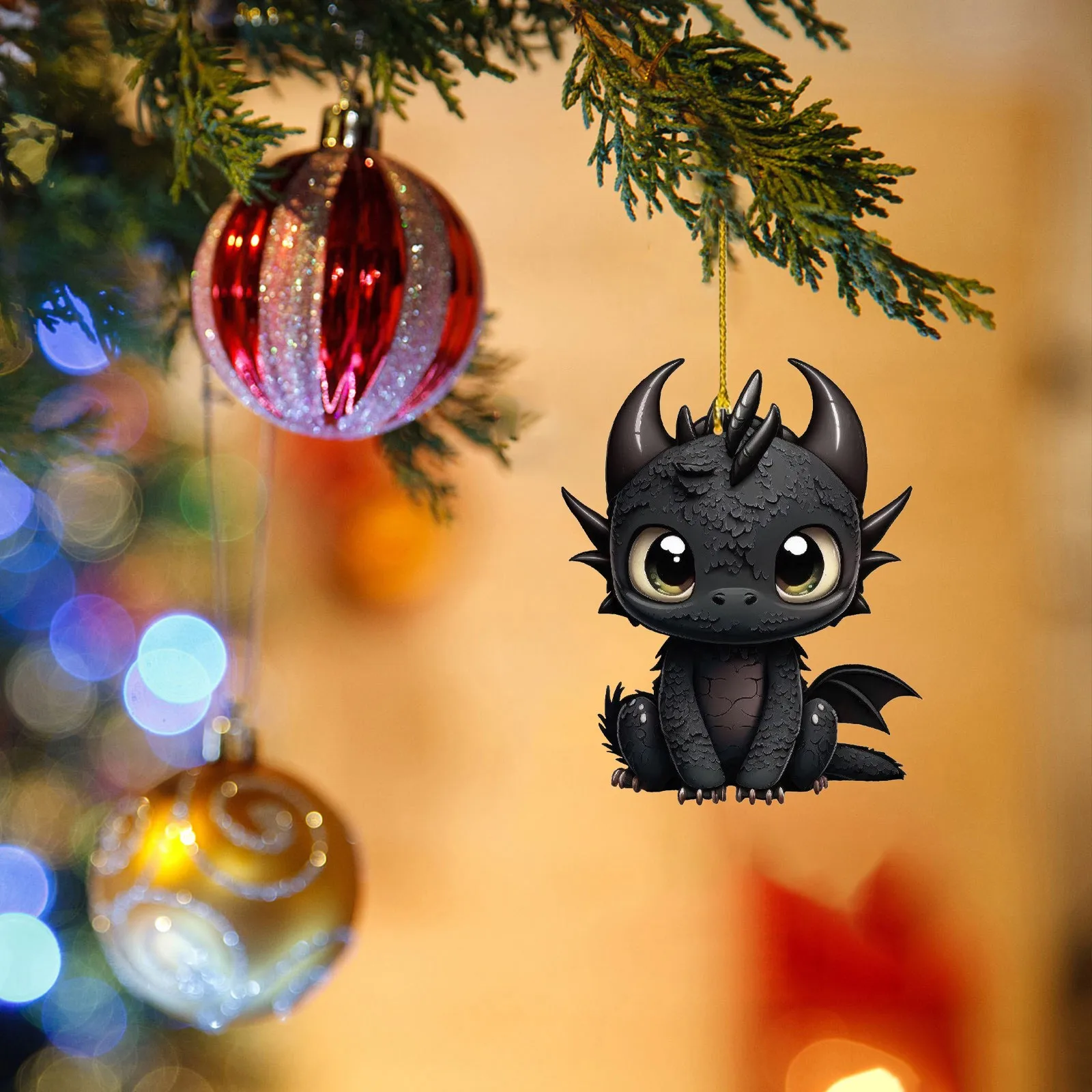 Рождественский декор с летающим драконом