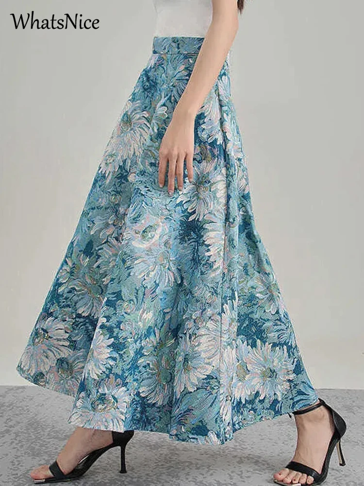 

New French Fashion Woman Skirts Womens Casual Female OL Office Ladies Work Wear Vintage Oil Painting Pattern Skirt Dropshipping