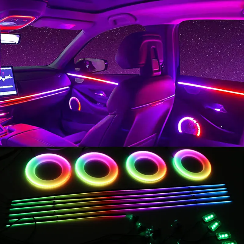 

18 In 1 symphony Streamer Car Ambient Lights RGB 64 Color Universal LED Interior Hidden Acrylic Strip Symphony Atmosphere Lamp