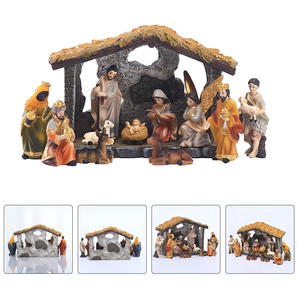 

Nativity Statue Figurines Christmas Scene Figurine Jesus Resin Set Holy Family Church Religious Decorations Decor Christ Desktop