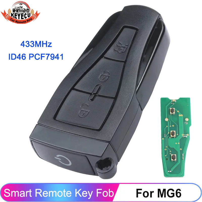 

KEYECU Remote Smart Car Key Fob For MG Morris Garages MG6 MG550 Roewe 550 E550 3 Buttons 434MHz With ID46 PCF7941 Chip