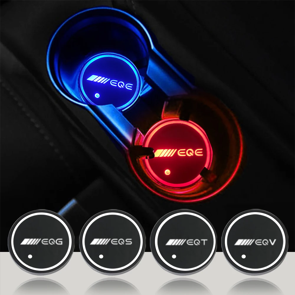 Автомобильная лампа для бутылки с чашкой воды, автомобильный держатель, коврик, светящаяся подставка для Mercedes Benz EQ EQA EQB EQC EQE EQG EQS EQV H243 X254 EQT