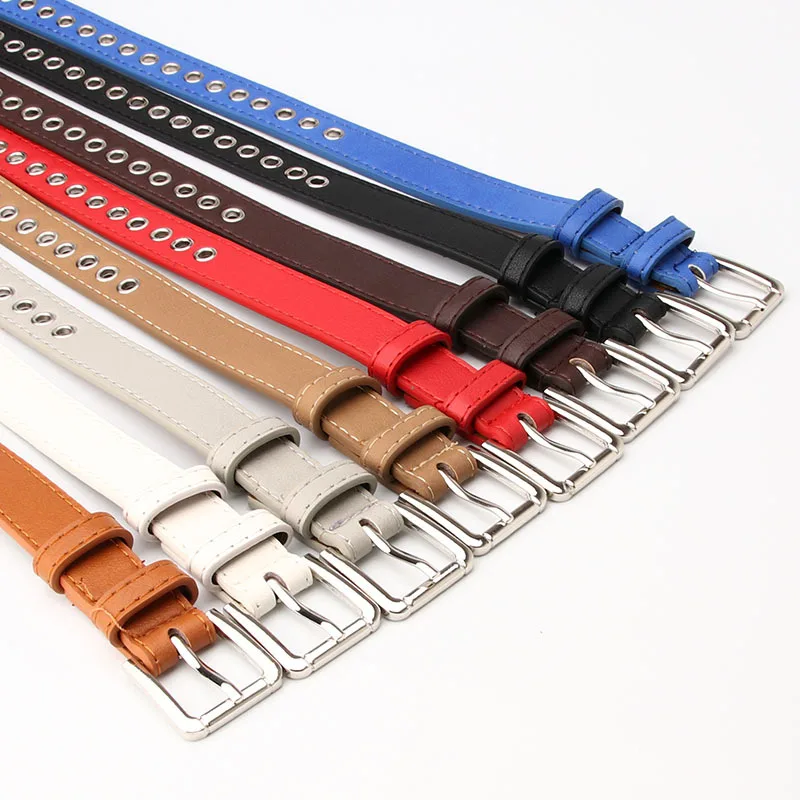 New Metal Full Eyelet Belt for Women's Belt  Korean Version Versatile Fashionable Hollowed Out Decorative Pu Belt 2.3X105cm