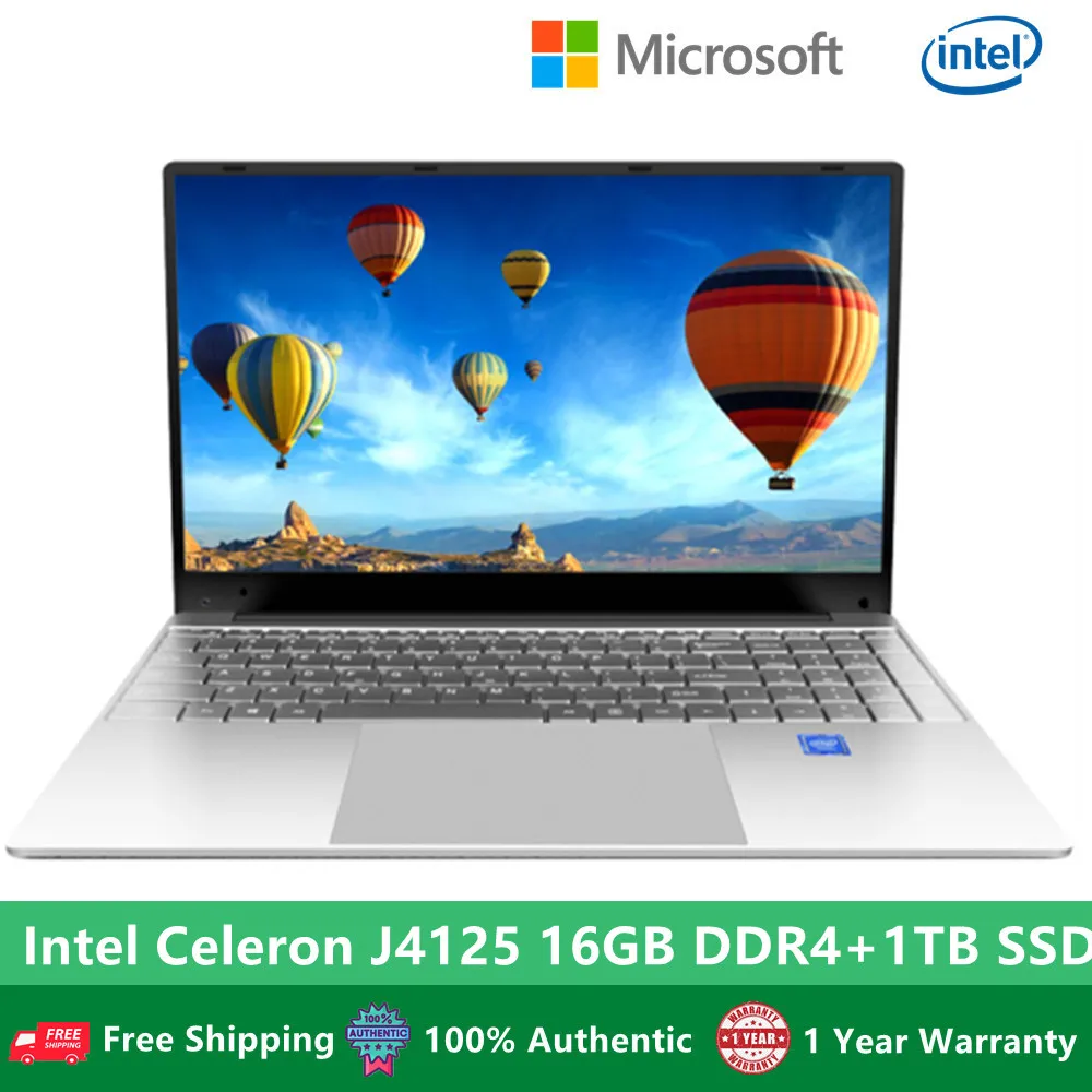 Офисный ноутбук 2022 дюйма 16 ГБ ОЗУ 1 ТБ SSD Intel Celeron J4125 с разблокировкой по отпечатку