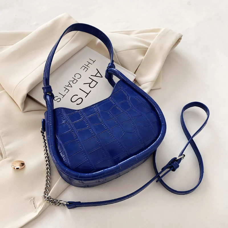 

2022 Spring Trendy Stone Pattern PU Leather Women's Designer Handbag Luxury Brand Chain Underarm Shoulder Crossbody Bags