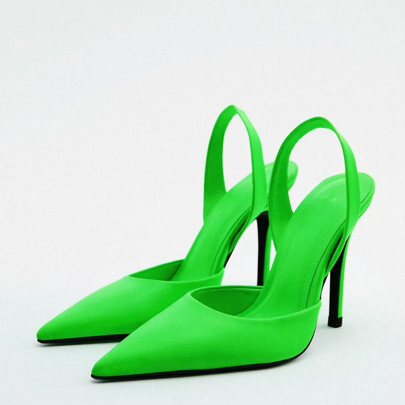 TRAF  Rose Red High Heels Women Heels 2022 Pointed Toe Elegant Party Woman Pumps Sandals GreenHigh Heels Weddings Bridal Shoe