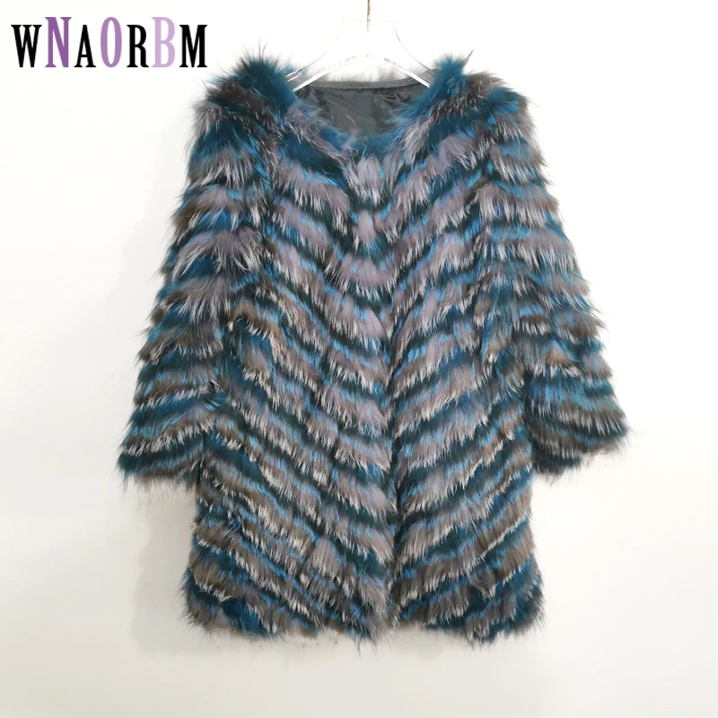 Women's Winter Natural Silver Fox Fur Coat Sizes Real fur coat Customizable V-Neck Women's Fur Jacket Luxury Coat 90 CM Long