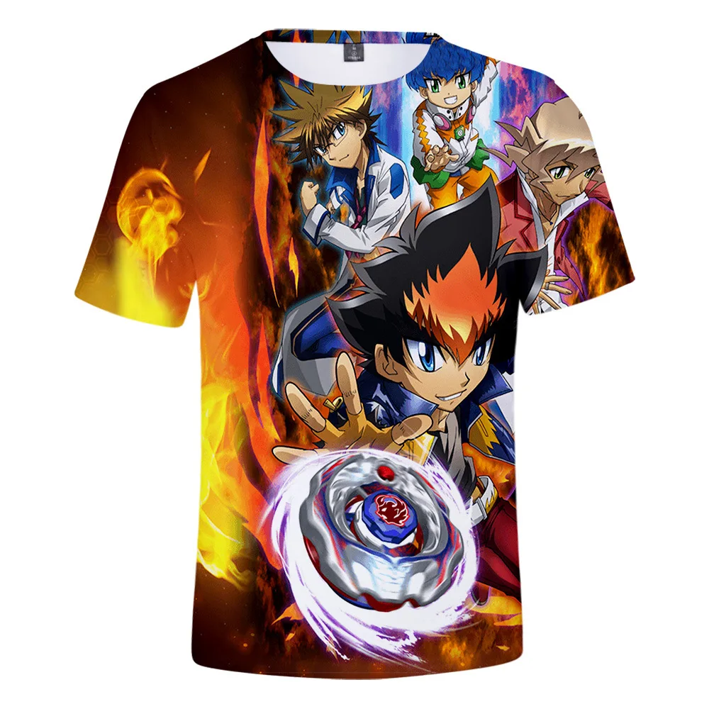 Фото Детские футболки с 3D-принтом Beyblade Burst, летняя детская футболка с коротким рукавом, Повседневная крутая уличная одежда с рисунком Бей блейд Блэйд №1