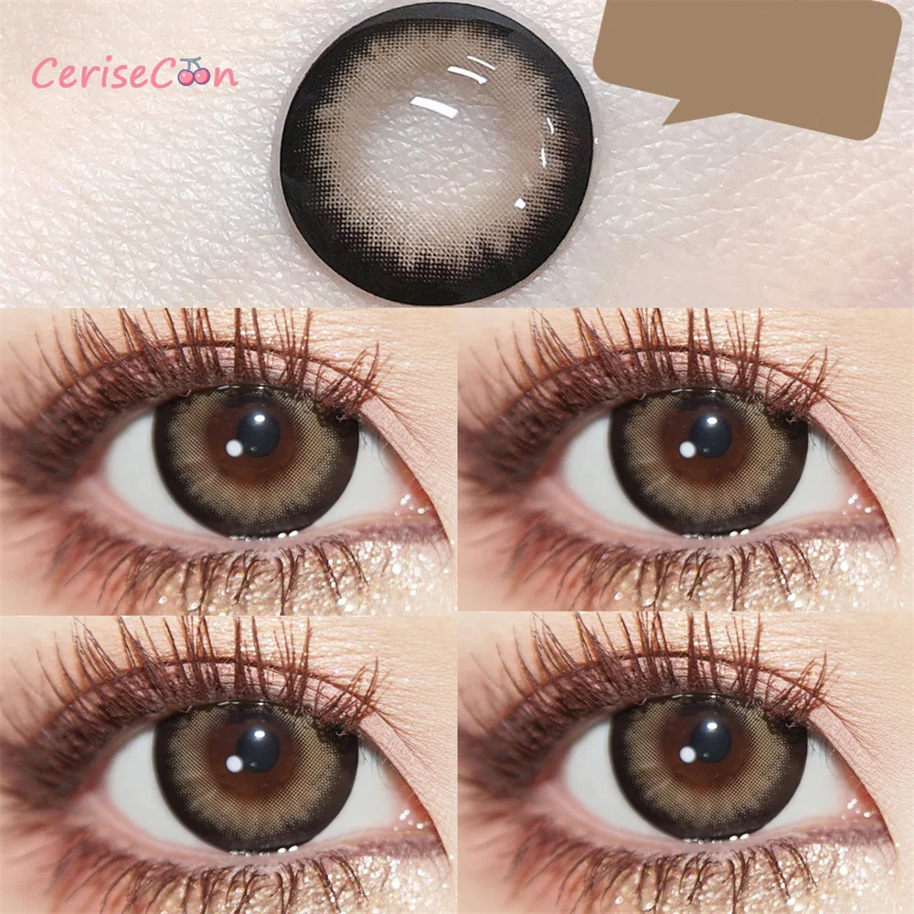 

CherryCon Pepper Brown Contact Lenses Colored yearly Soft for Eyes small beautiful pupil Contact Lens Myopia degrees2pcs/Pair