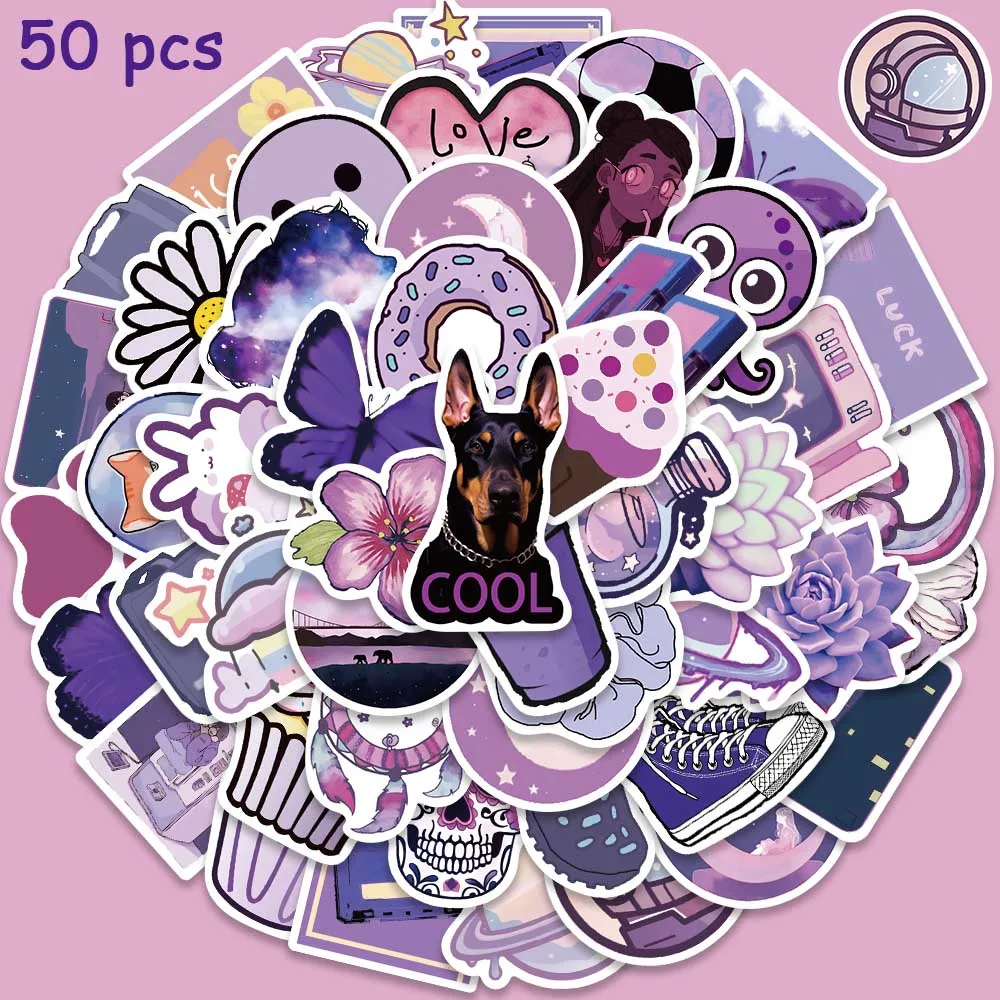 

10/50pcs Purple INS Style VSCO Stickers Cartoon DIY Decals For Kids Laptop Skateboard Phone Scrapbook Stationery Stickers