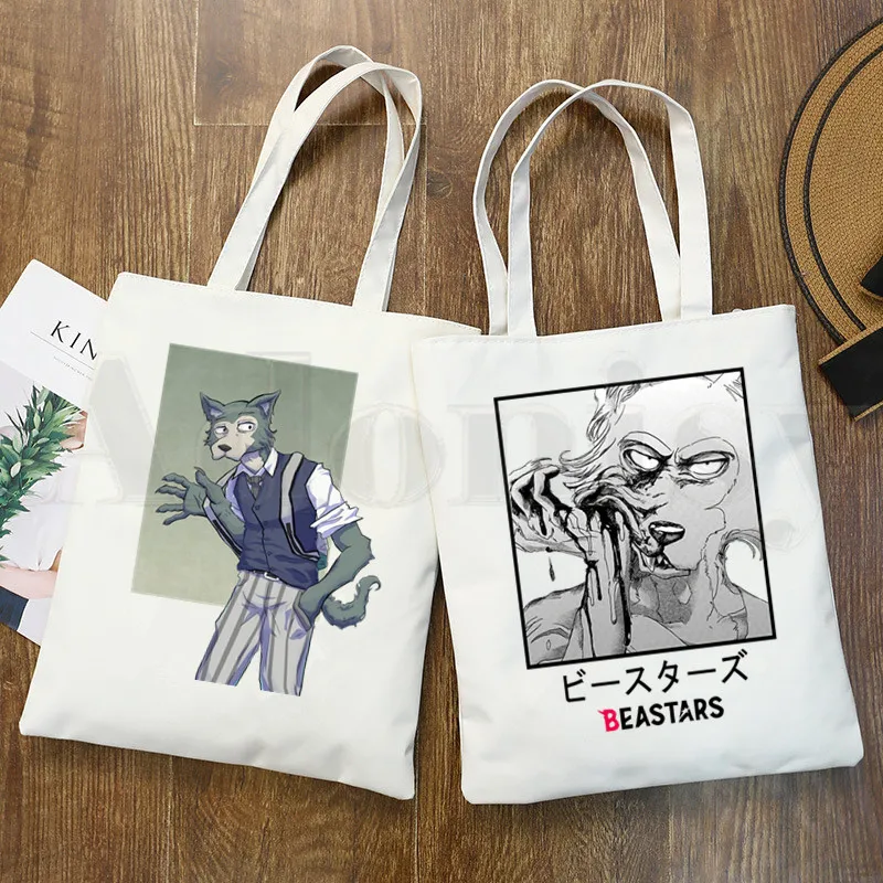 

Japanese Cartoon Manga Beastars Rabbit Wolf Graphic Cartoon Print Shopping Bags Girls Fashion Casual Pacakge Hand Bag