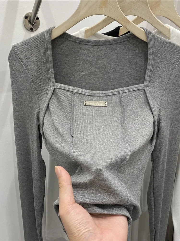 

Summer Women T Shirt Girls T-Shirt Woman Clothes Tops Cotton Slim Tshirt Female Long Sleeve Crop Top Spring Tee Sexy Skinny Y2k