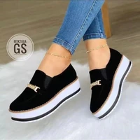 women shoes fall new metal decoration fashion slip on thick sole vulcanized shoes casual platform flats walking running sneakers