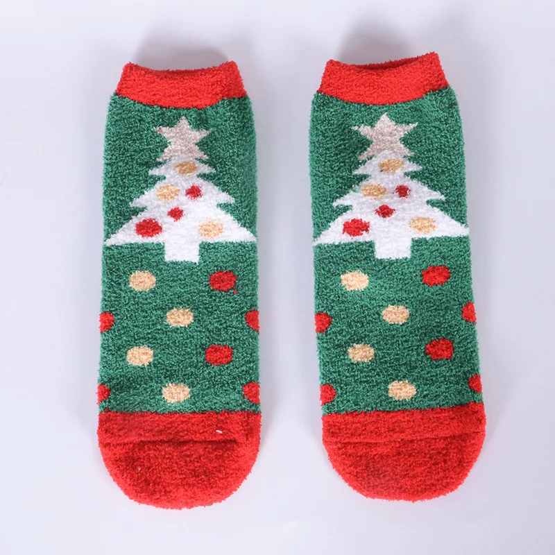 10 Pairs Unisex Coral Velvet Christmas Socks Middle Tube Thickened Warm Autumn Winter Cute Cartoon Snow Merry Christmas Socks
