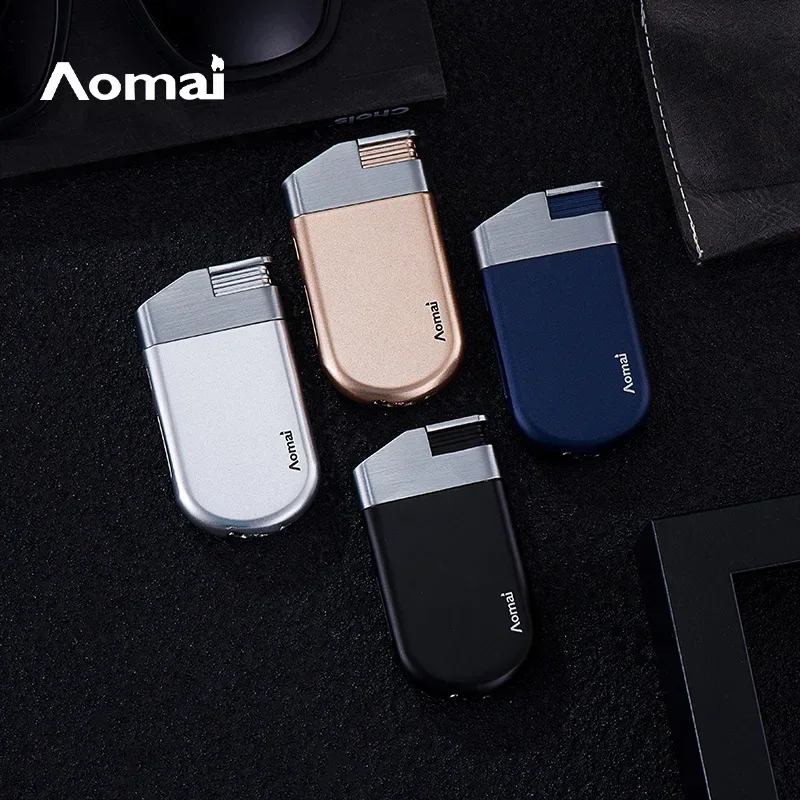 Креативная ультратонкая наклонная пожарная надувная зажигалка с синим пламенем