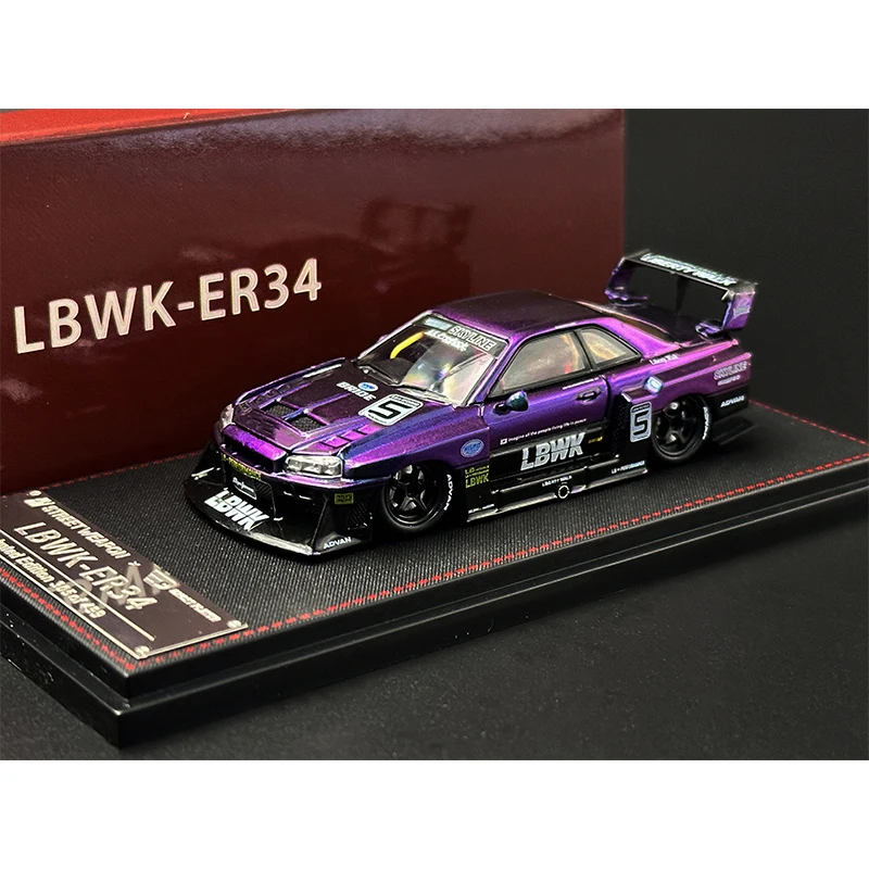 SW в наличии 1:64 LBWK Skyline GTR ER34 супер силуэт капот виде Хамелеона литый под давлением