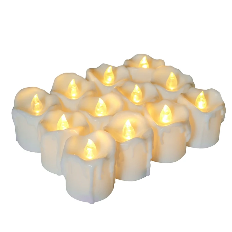 

24Pcs/Set Creamy White Simulation Flameless Flashing Candle Light Christmas Halloween Party Craft Candles Light