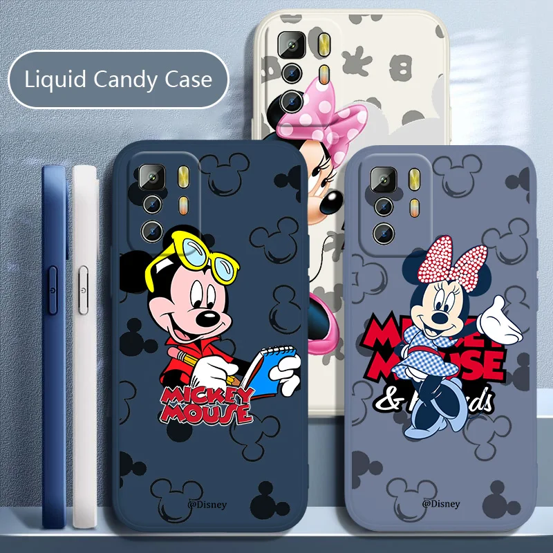 

Minnie Mouse Mickey Phone Case For Xiaomi Redmi Note 11T 11 11S 10T 10 9T 9S 9 8T 8 7 6 5 Pro Liquid Rope Funda Cover Soft Back