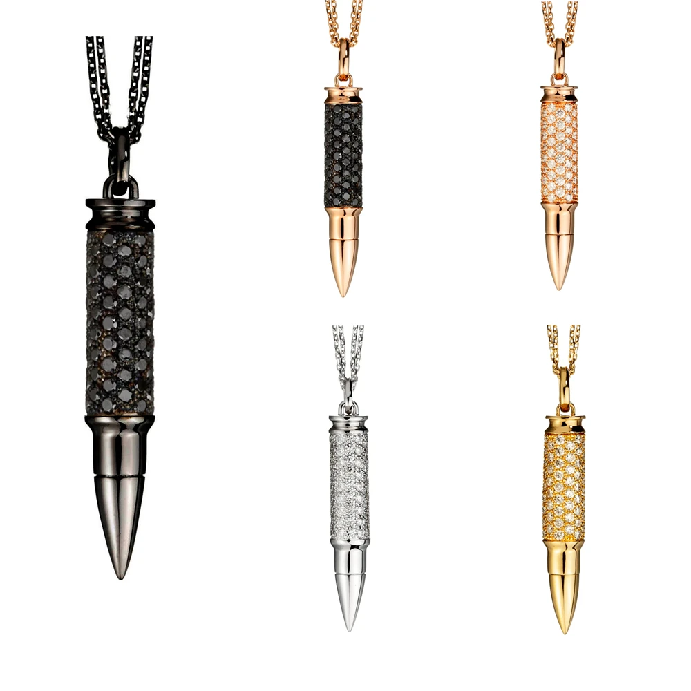 Подвеска в виде пули из серебра 925 пробы 18 К