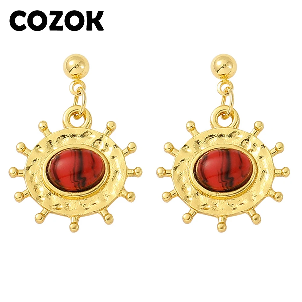 

COZOK 1 Pair House of the Dragon Season Princess Rhaenyra Targaryen Earrings Oval Ruby Earrings For Fans Jewelry