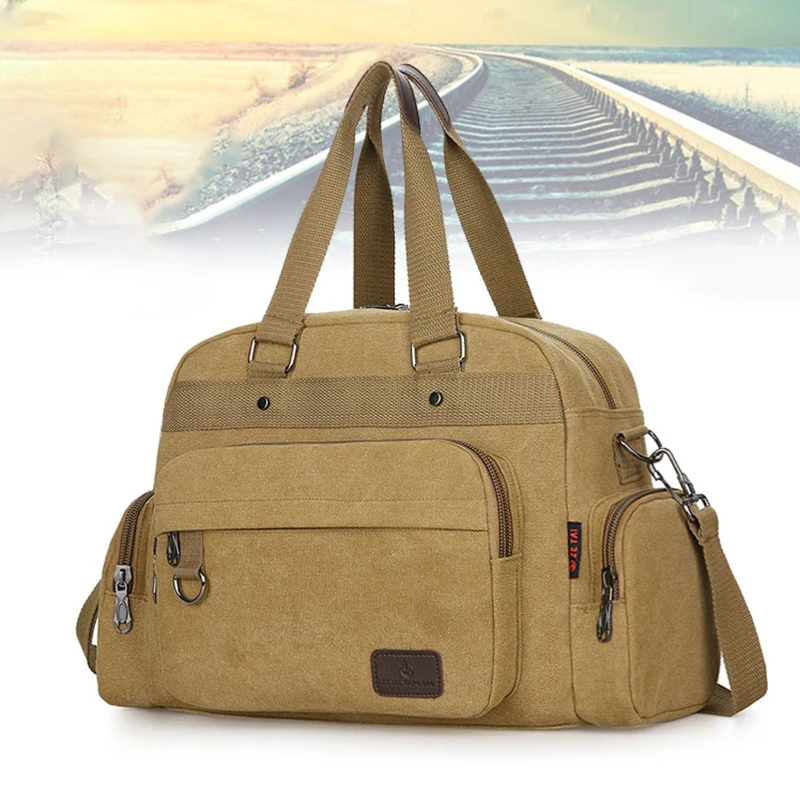 

Men's Travel Bag Fitness Canvas One Shoulder Crossbody Durable Adjustable Shoulder Waterproof Leisure Sports Luggage Handbag