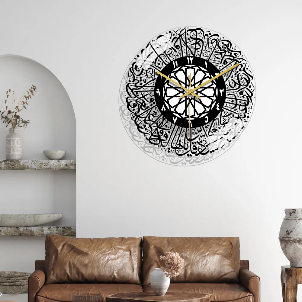 

3D круглые акриловые настенные часы для гостиной, спальни, украшение для дома, Средний Восток, мусульманский Рамадан, مضا