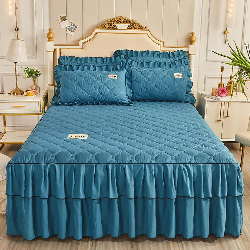 Luxury Couple Mattress Cover Ruffle Skirt Quilt Elastic Fitted Single Double Bedspread on The Bed Sheet 2 People 150 180x200