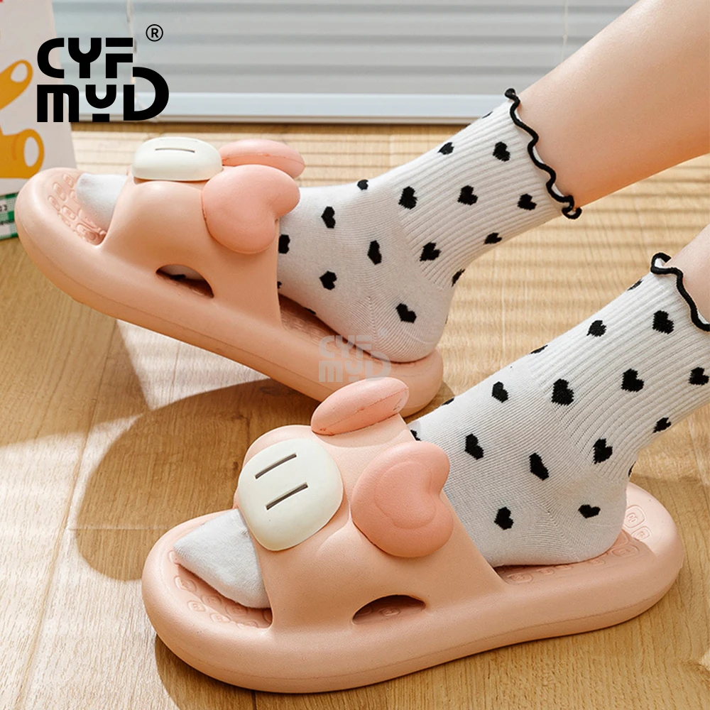 Animal Cow Slippers for Women Home Cute Bathroom Slides Female Casual Soft Eva Indoor Pig Slippers Designer Shoe Summer 2023 New