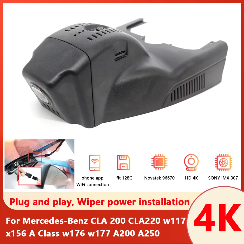 UHD 2160P Plug and Play WIFI Car Dvr Dash Cam Camera 170° For Mercedes-Benz CLA 200 CLA220 w117 x156 A Class w176 w177 A200 A250