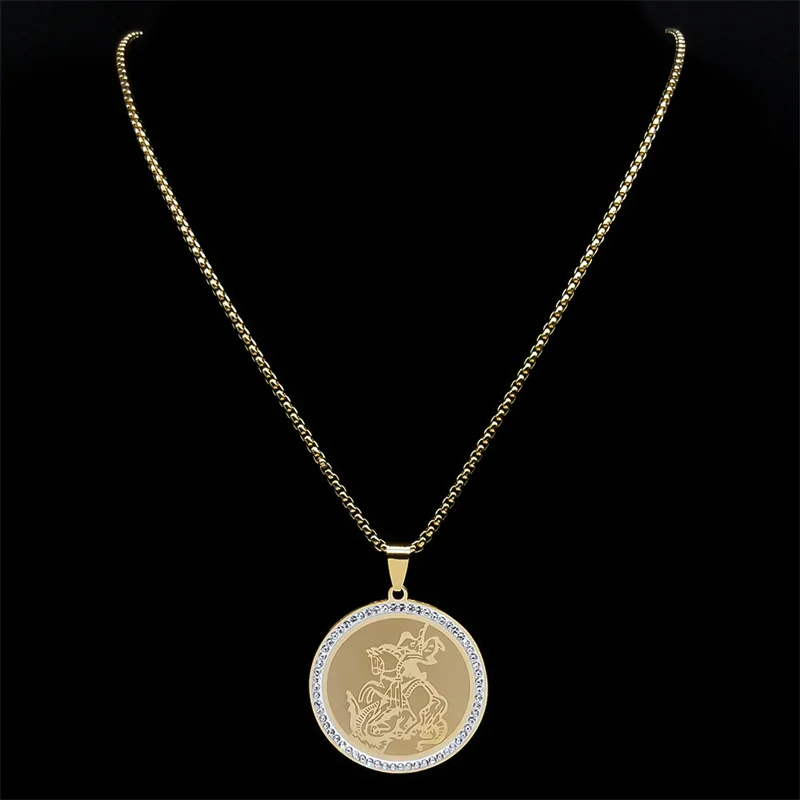 Archangel St. Подвеска с Майклом для женщин и мужчин золотистая цепочка из нержавеющей