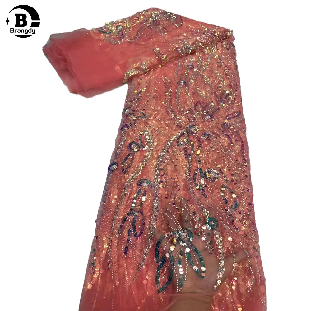 Африканская кружевная ткань 2024 Высококачественная для свадебного платья