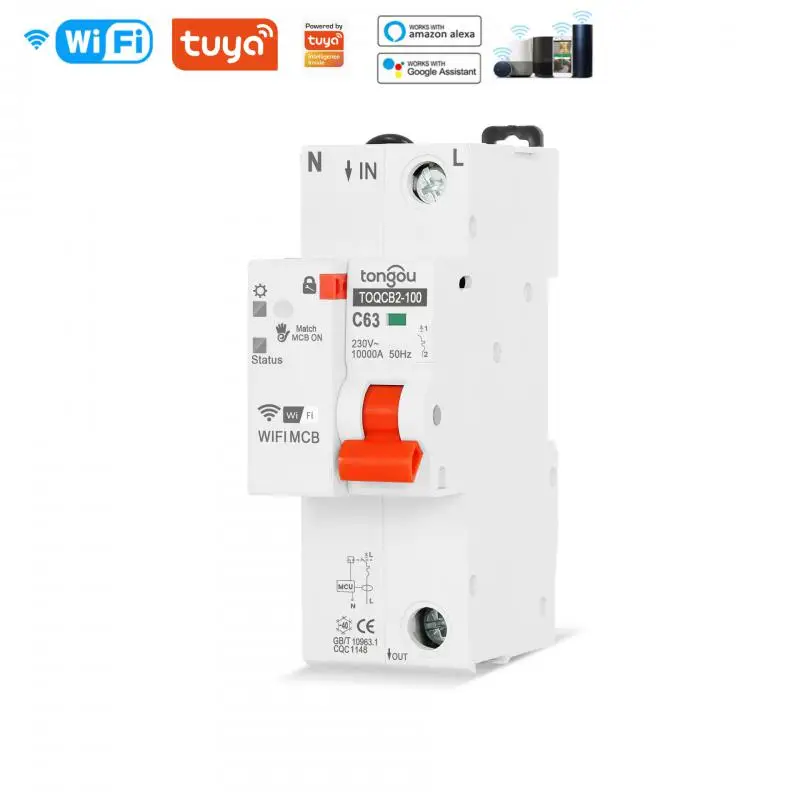 Беспроводная Автоматическая выключатель Tuya 63A с поддержкой Wi-Fi