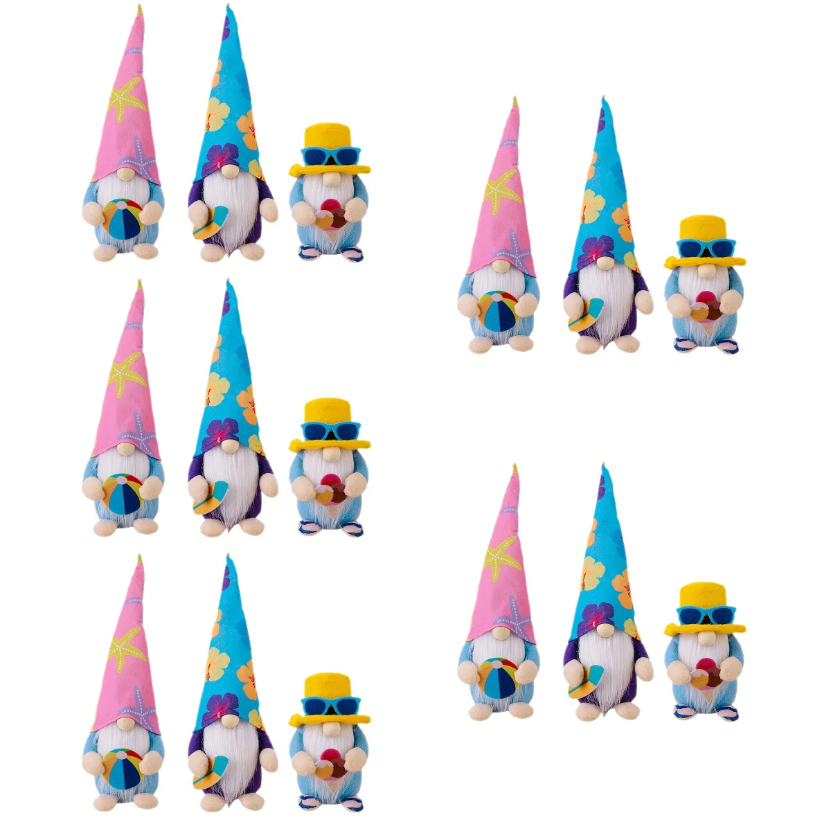 

15 Pcs Surf Ornaments Desktop Dwarf Decoration Spring Summer Gnome Lovely Rudolph Gravel Ocean Office Sea Decorations Home