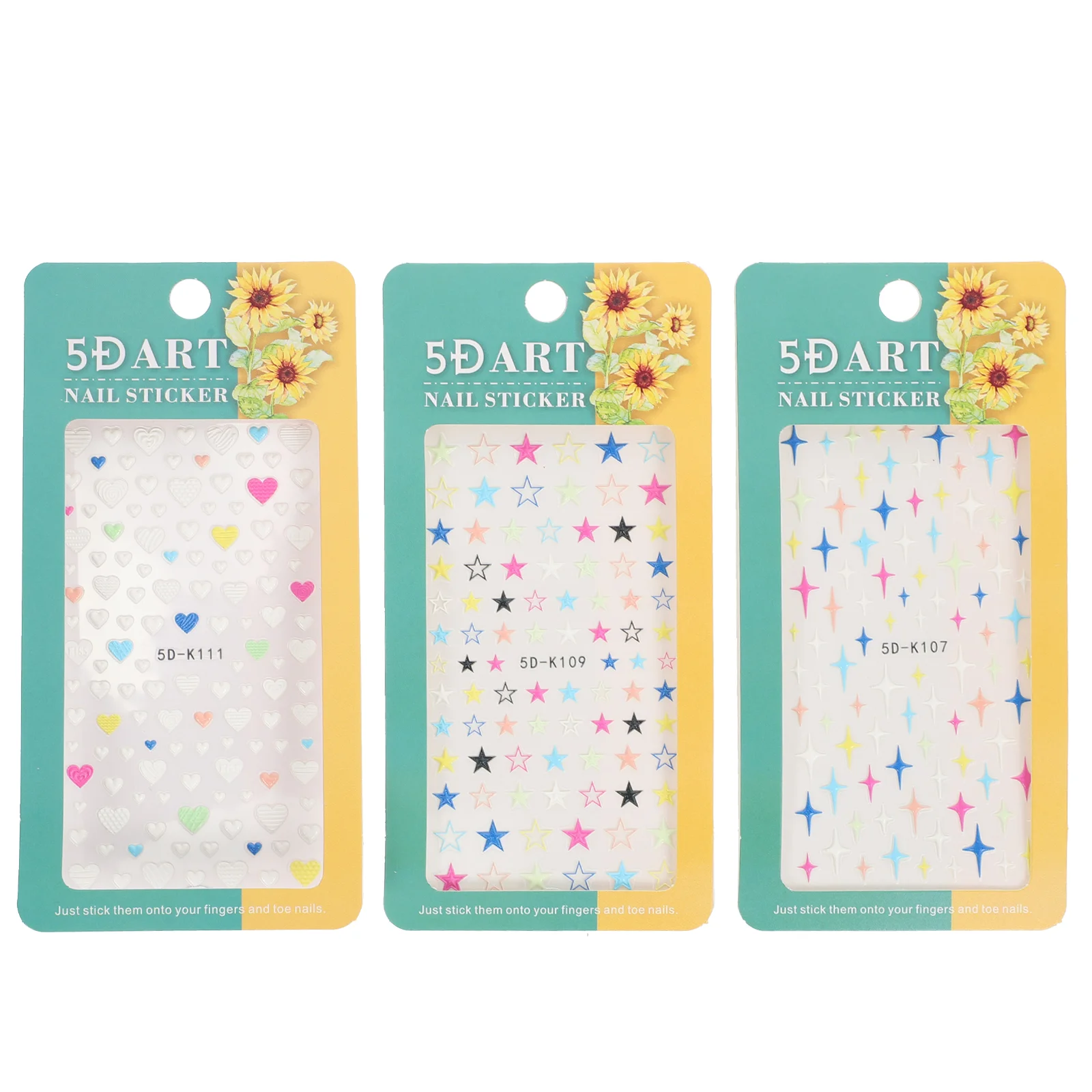 

3 Sheets Nail Sticker Accessories Diy Nail Decal Decors Manicure Stars Decals (Mixed Style)