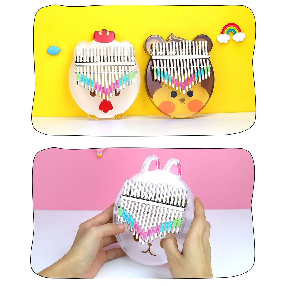 

Kalimba мультяшное животное милое пианино для детей 17 клавиш музыкальный инструмент с книжкой песни портативная коробка для хранения подарок ...