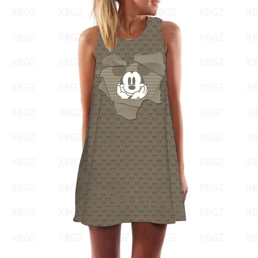 

Dresses for Women 2022 Minnie Mouse Sexy Women's Summer Sundresses Loose Woman Boho Dress Mickey Mini Fashion Beach Disney Print