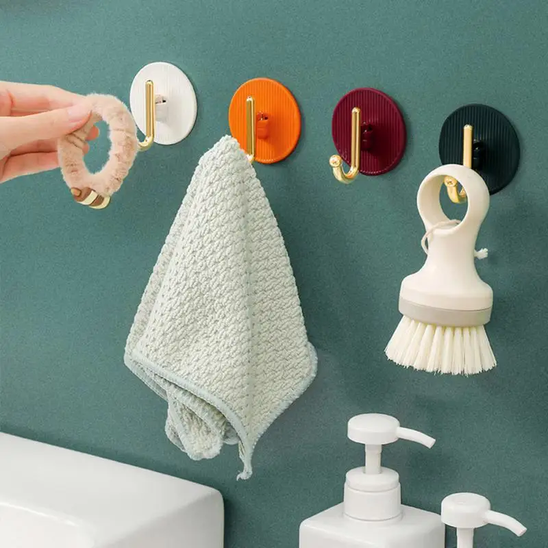 

4Pcs Rotatable Wall Hooks Adhesive Multi-Purpose Hook Wall Mounted Organizer Towel Key Holder Rack Hanger For Kitchen Bathroom