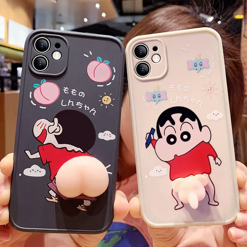 

Kawaii Anime Crayon Shin-Chan Cute Fart Iphone Case Iphone14/13/12Promax Cartoon Protective Cover Girls Gifts Kids Creative Toys