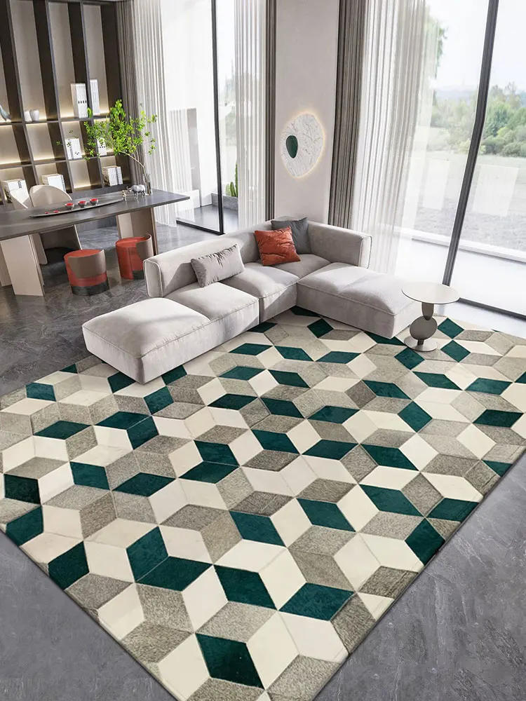 

Ковер для гостиной, коврики для журнального столика, 3D однотонные геометрические зеленые большие площади, современные абстрактные Домашни...