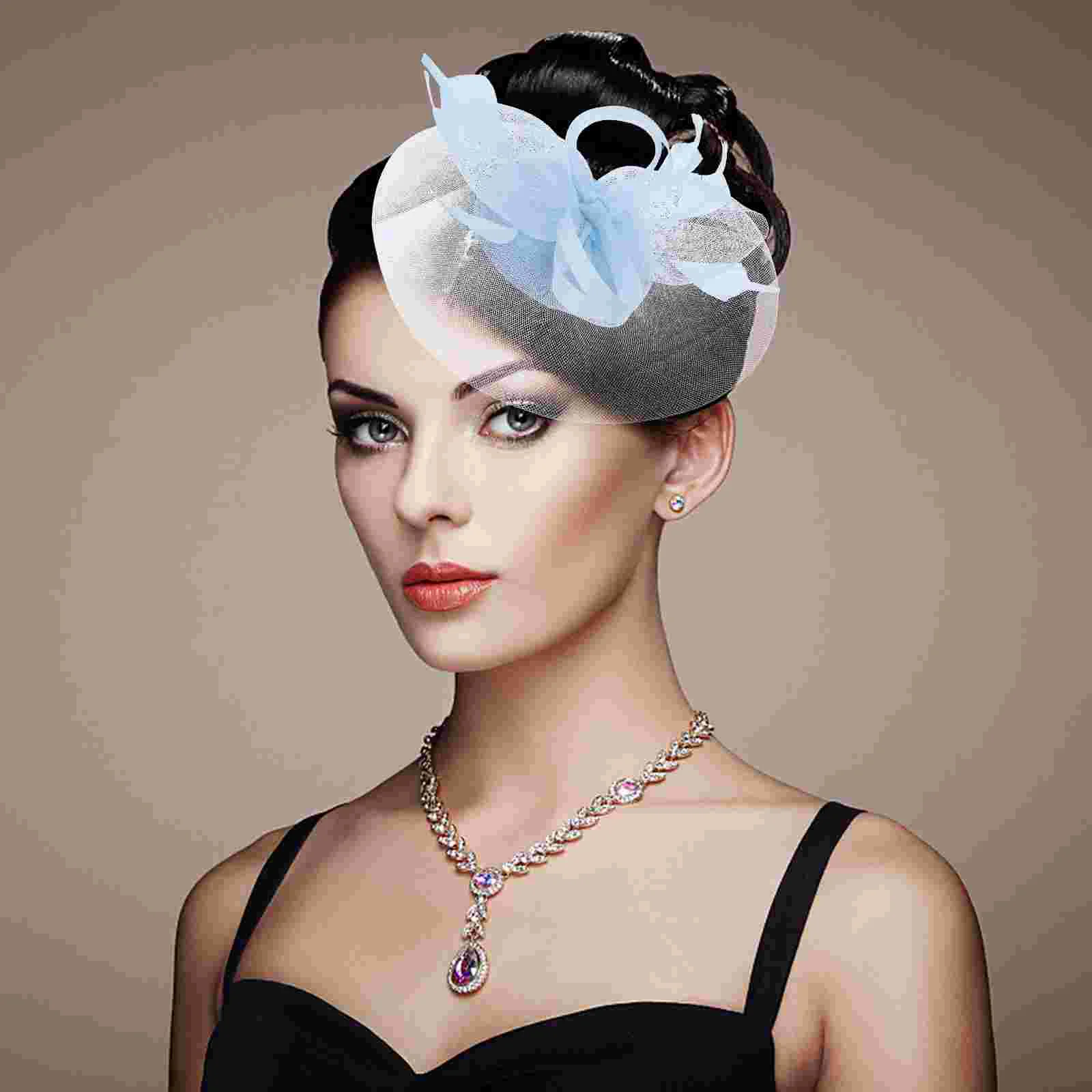 

Bride Hat Banquet Fascinator Headpiece Women European American Hair Accessories Mesh Fascinators Tea Party Miss